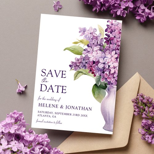 Lilac Modern Rustic Floral Elegant Wedding Save The Date