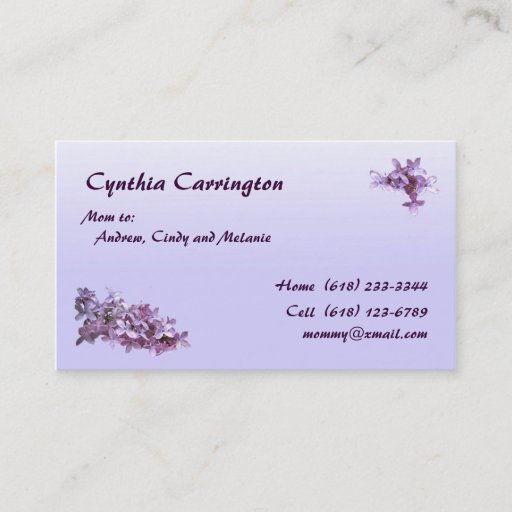 Customizable Lilac Mommy Business Card