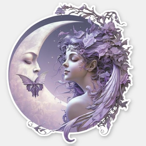 Lilac Moon Fairy and Butterfly Sticker