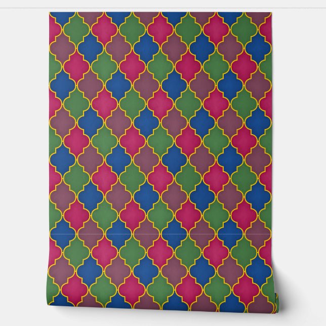 Lilac Moroccan Lattice Geometric Wallpaper (Unrolling)