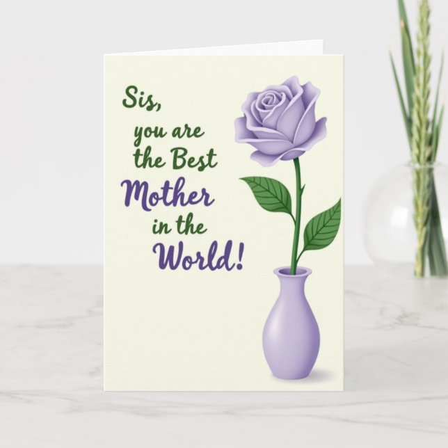 Lilac Mothers Day Rose Card (Front)