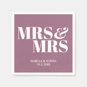 Lilac Mrs & Mrs Personalized Wedding Napkins
