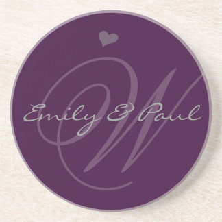 Lilac Musical Monogram Wedding Anniversary Coaster
