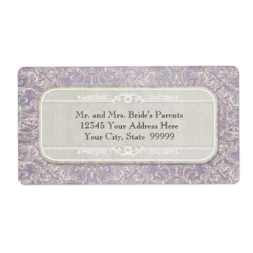 Lilac n Gray Vintage French Regency Lace Etched Label