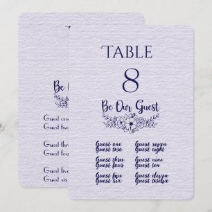 Lilac & Navy Blue Table Number and Place Card