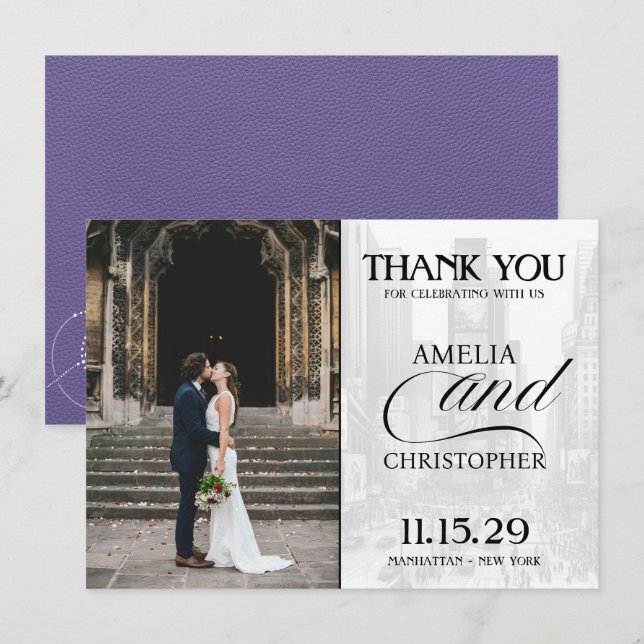 Lilac New York City Passport Thank You Card (Front/Back)