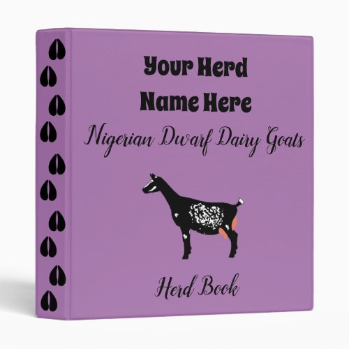 Lilac Nigerian Dwarf Dairy Goat Herd Book 3 Ring Binder