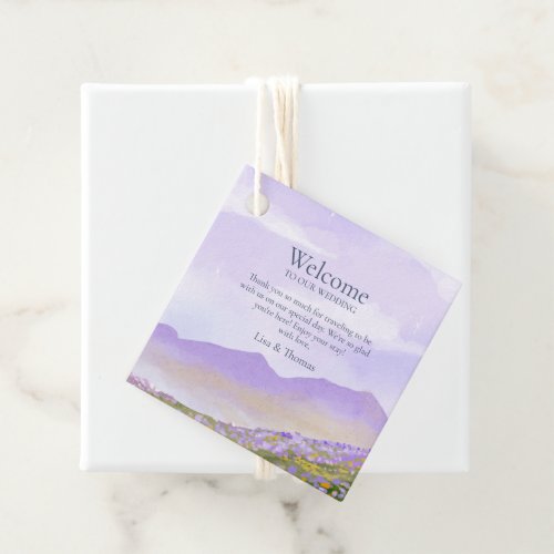 Lilac Night Sky Mountains Fields Welcome Gift Tag