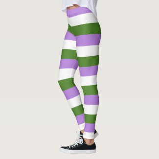 Lilac, Olive, White Stripe GenderQueer Pride Flag Leggings