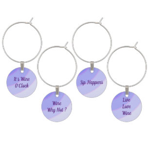 Lilac Ombre Swirls Slogan  Wine Charm