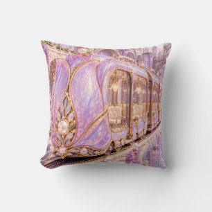 Lilac Opal Tulip Fantasy Tram Throw Pillow