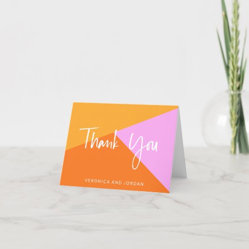 Lilac Orange and Yellow Geometric Art Personalized Thank You Card