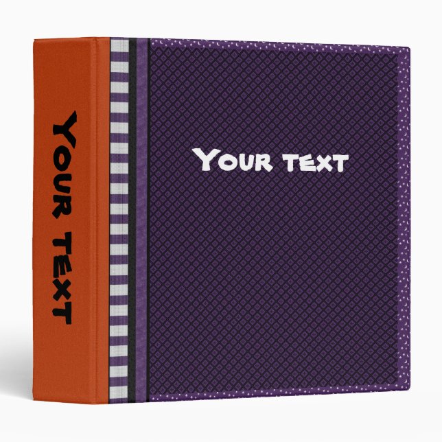 Lilac, orange, black and white design 3 ring binder (Front/Spine)
