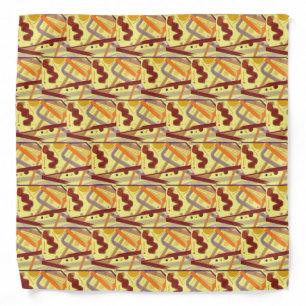 Lilac Orange Gold Burgundy Cream Tan Art Deco Bandana