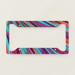 Lilac Orange Teal Abstract Geometric Feathers License Plate Frame