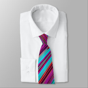 Lilac Orange Teal Abstract Geometric Feathers Neck Tie