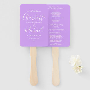 Lilac Orchid Lavender Script Wedding Program Hand Fan