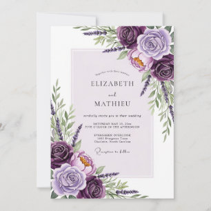 Lilac Ornate Floral Wedding Invitation