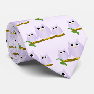Lilac Owls Design Any Colour Background Neck Tie