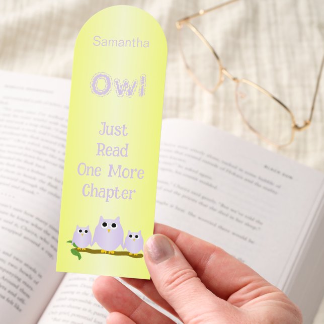 Lilac Owls Design Personalised Bookmarks (Hand)