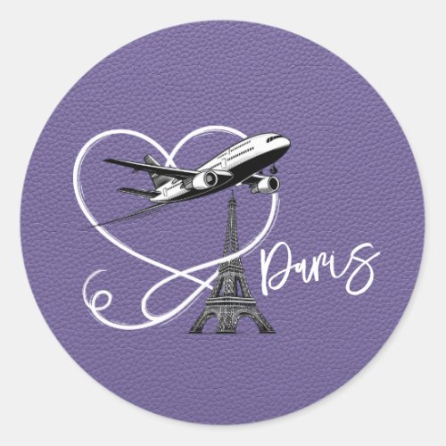 Lilac Paris Passport  Classic Round Sticker