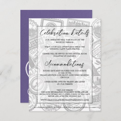 Lilac Paris Passport Wedding Enclosure Card