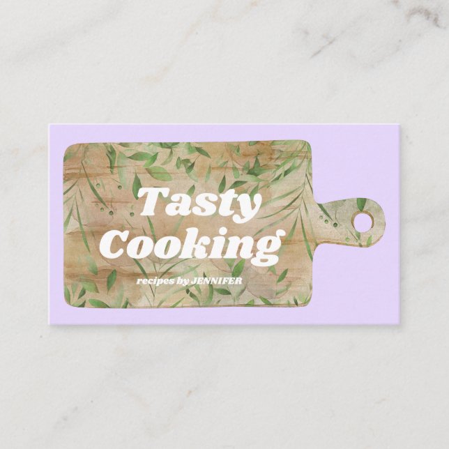 Lilac Pastel Cooking Cutting Board Chef Business Card (Front)