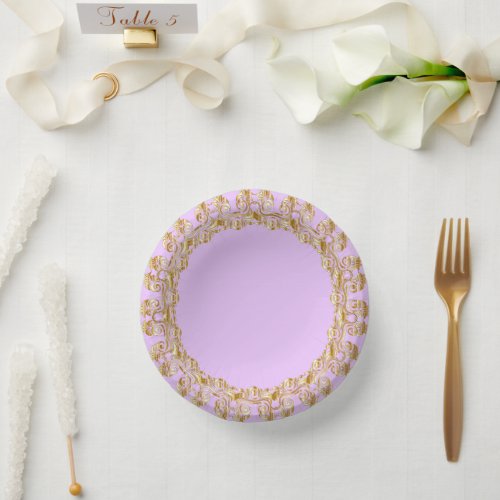 Lilac pastel lilac with golden circle paper bowls