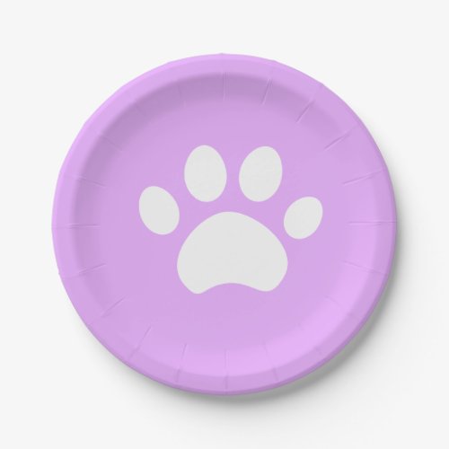 Lilac Paw Print 4 a Purrfect Day Paper Plates