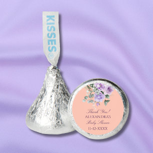 Lilac Peach Floral Baby Shower Thank You Hershey®'s Kisses®