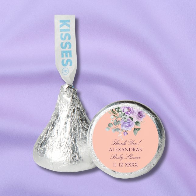 Lilac Peach Floral Baby Shower Thank You Hershey®'s Kisses® (Creator Uploaded)