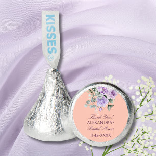 Lilac Peach Peony Bridal Shower Thank You Hershey®'s Kisses®
