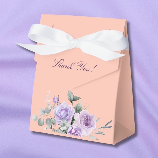 Lilac Peach Peony Floral Baby Shower Favor Boxes (Creator Uploaded)