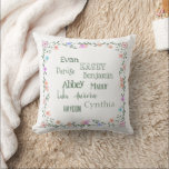 Lilac, Peach & Pink Floral Vines Border Grandma's Throw Pillow<br><div class="desc">Floral and green vines border,  personalized Mothers Day pillow is attractive with lilac,  peach & pink flowers. List children or grandchildren's names,  and easily change fonts,  color,  and positioning. Perfect gift for mother or grandmother.</div>