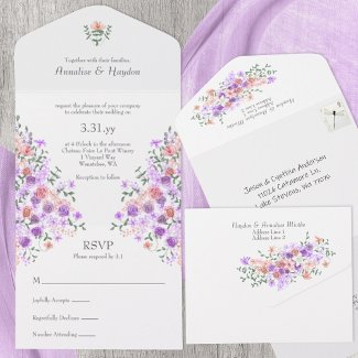 Lilac & Peach Rose Bouquet Wedding