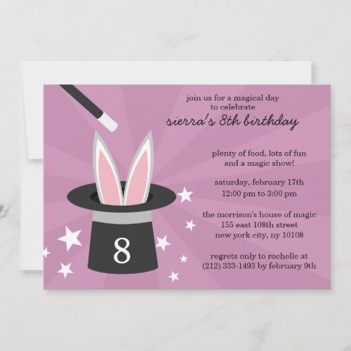 Lilac Peek-a-Boo Rabbit Custom Magic Birthday Part Personalized Invites