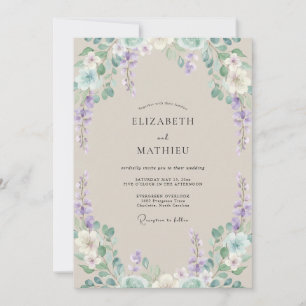 Lilac Periwinkle Wisteria Wedding Invitation
