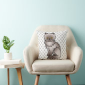 Lilac Persian Cute Cartoon Cat & Paws Throw Pillow (Chair)