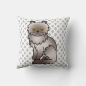 Lilac Persian Cute Cartoon Cat & Paws Throw Pillow (Back)