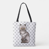 Lilac Persian Cute Cartoon Cat & Paws Tote Bag (Back)