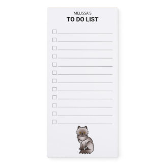 Lilac Persian Cute Cartoon Cat To Do List &amp; Name Magnetic Notepad