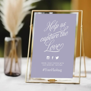 Lilac Personalized Wedding Hashtag Sign