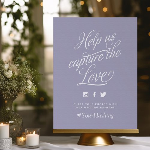 Lilac Personalized Wedding Hashtag Sign