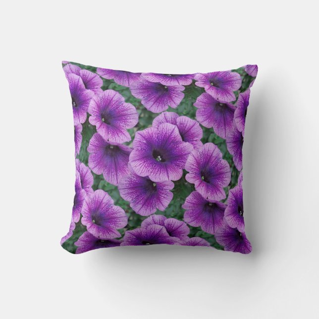 Lilac Petunia Flowers  Throw Pillow (Front)