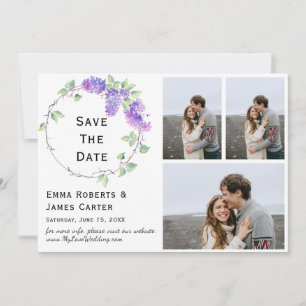 Lilac Photo Collage Save the Date Card