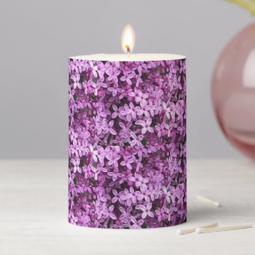 Lilac Photo  Tiled Half Drop   Pillar Candle