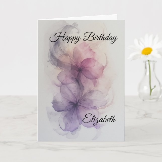 Lilac, pink and gray flower design card (Small Plant)