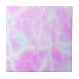 Lilac Pink Aqua Marbled Pattern Ceramic Tile