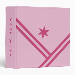 Lilac Pink Diagonal Stripes Star Graphic Own Name 3 Ring Binder