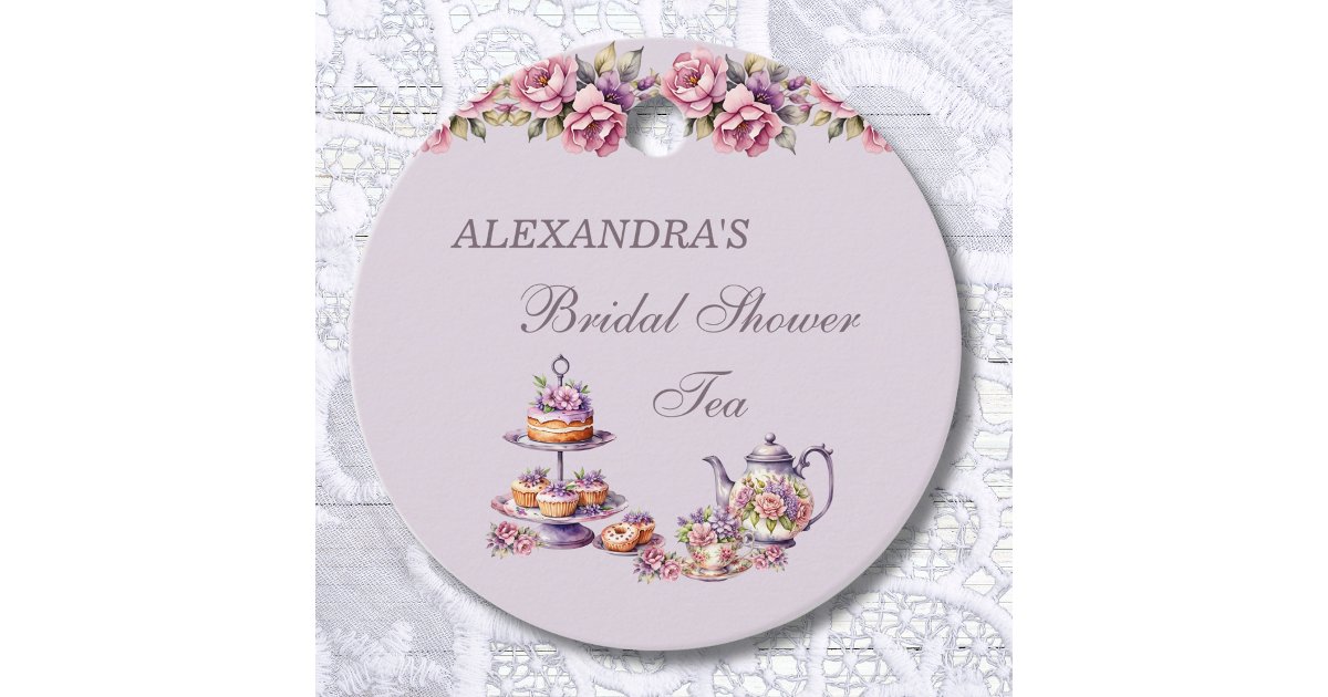 Lilac Pink Floral Tea Bridal Shower Thank You Favor Tags | Zazzle